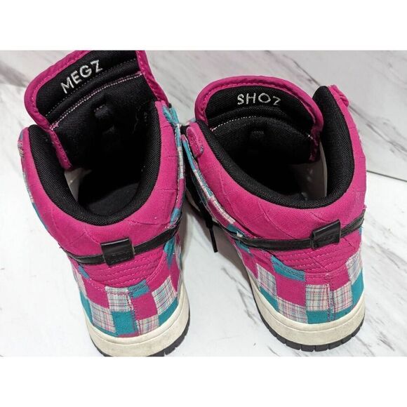 NikeiD Women's Custom Hot Pink Patchwork Fabric Hi Top Sneaker Shoes Size 6.5 - Picture 3 of 8
